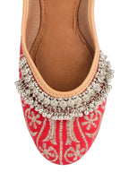 Desi Colour Women Indian Ethnic Footwear-Red Gungroo | Grocsy