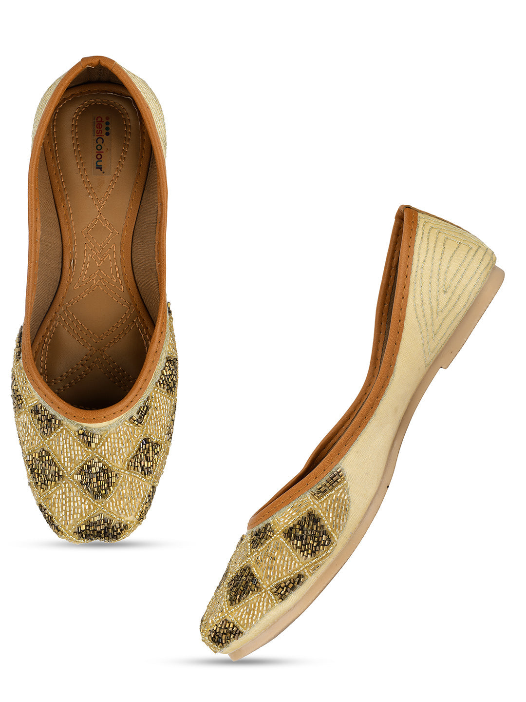 Desi Colour Women Indian Ethnic Footwear-Rhombus-Copper | Grocsy