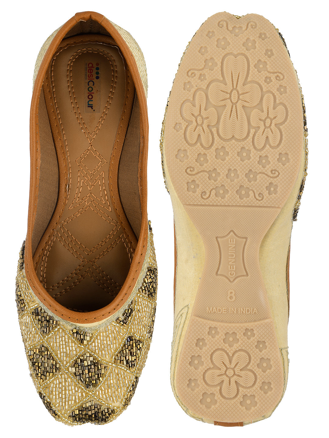 Desi Colour Women Indian Ethnic Footwear-Rhombus-Copper | Grocsy