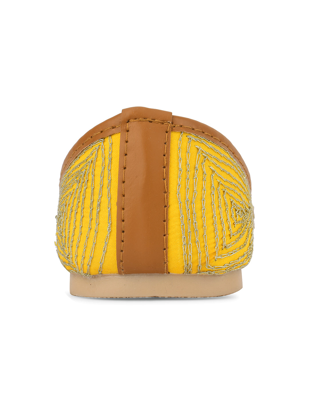 Desi Colour Women Indian Ethnic Footwear-Yellow Dabka | Grocsy