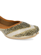 Desi Colour Women Indian Ethnic Footwear-V Lines-Gold | Grocsy