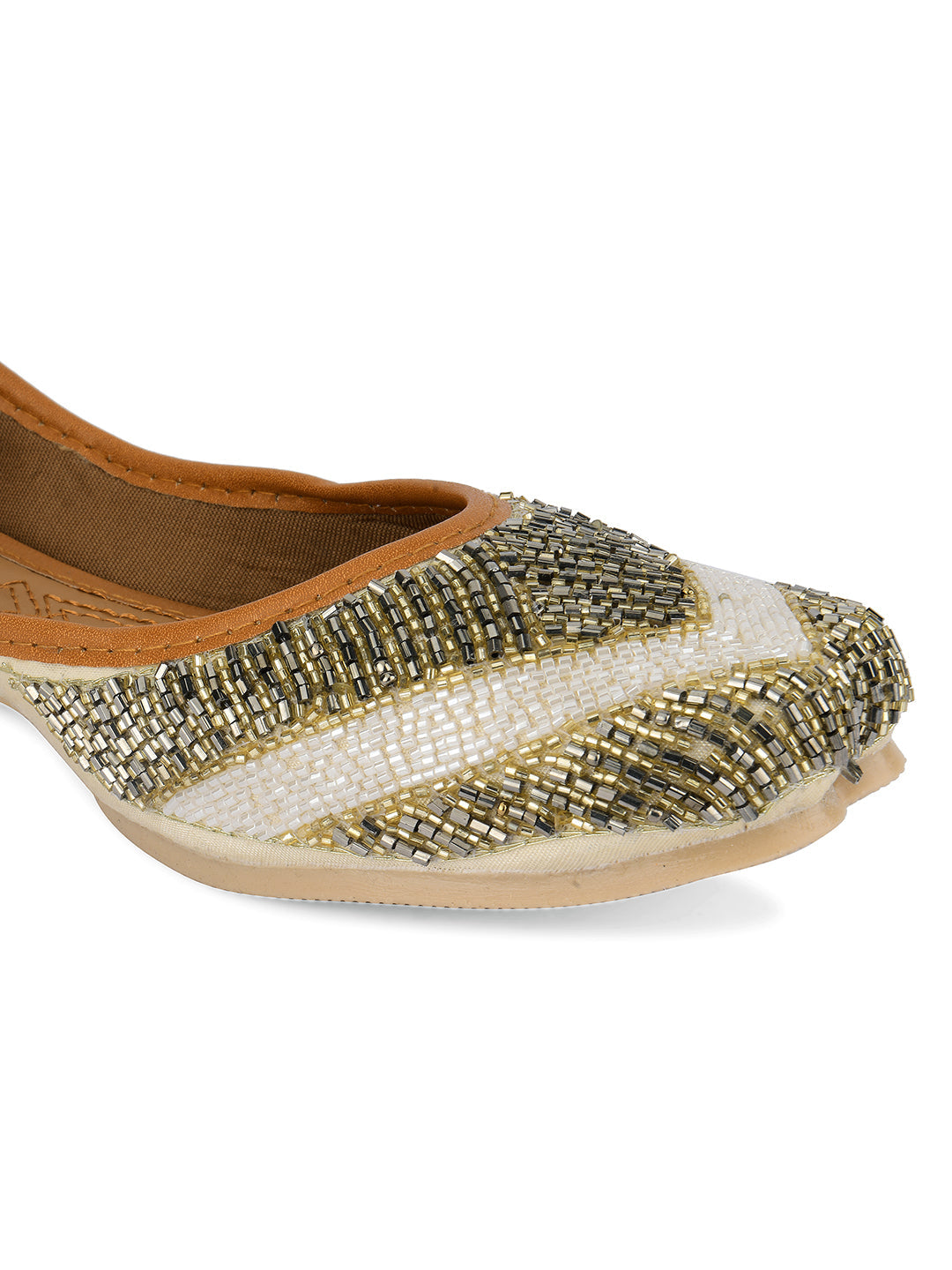 Desi Colour Women Indian Ethnic Footwear-V Lines-Gold | Grocsy