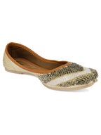 Desi Colour Women Indian Ethnic Footwear-V Lines-Gold | Grocsy