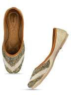 Desi Colour Women Indian Ethnic Footwear-V Lines-Gold | Grocsy