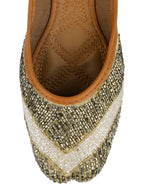 Desi Colour Women Indian Ethnic Footwear-V Lines-Gold | Grocsy