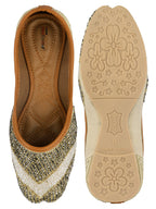 Desi Colour Women Indian Ethnic Footwear-V Lines-Gold | Grocsy