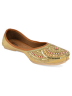 Desi Colour Women Indian Ethnic Footwear-Gold Red Dabka | Grocsy