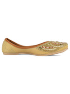Desi Colour Women Indian Ethnic Footwear-Gold Red Dabka | Grocsy