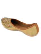 Desi Colour Women Indian Ethnic Footwear-Gold Red Dabka | Grocsy