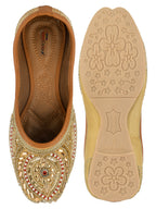 Desi Colour Women Indian Ethnic Footwear-Gold Red Dabka | Grocsy