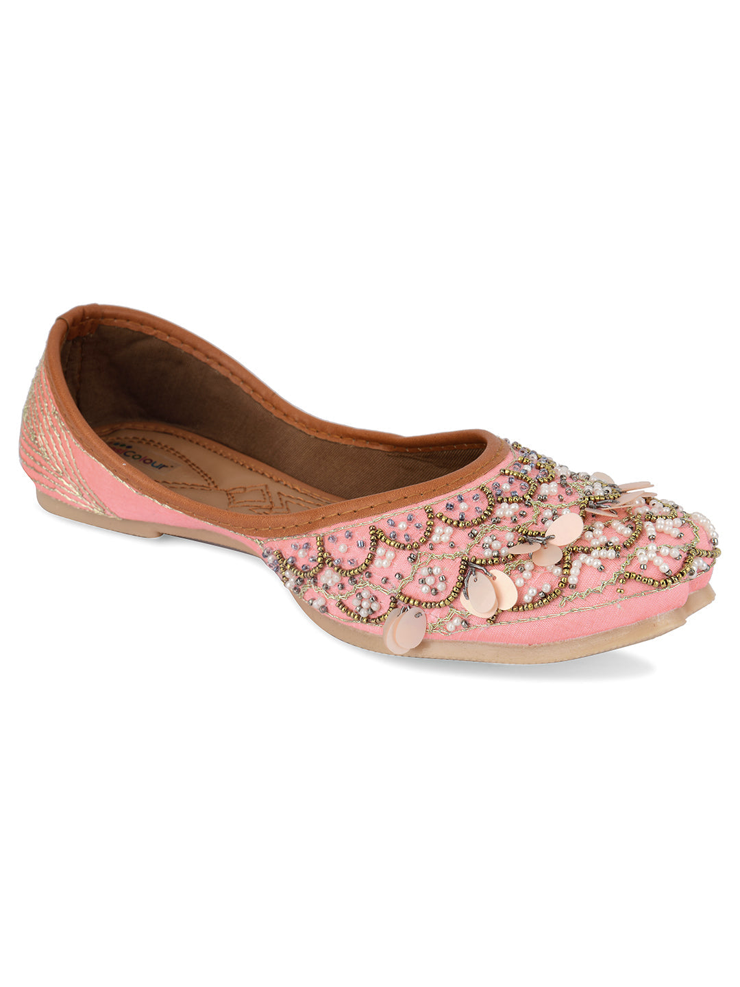 Desi Colour Women Indian Ethnic Footwear-Pink Sitara | Grocsy