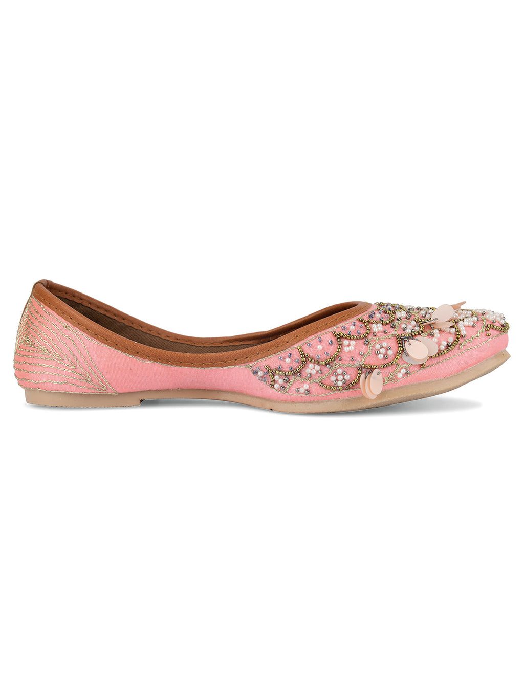 Desi Colour Women Indian Ethnic Footwear-Pink Sitara | Grocsy