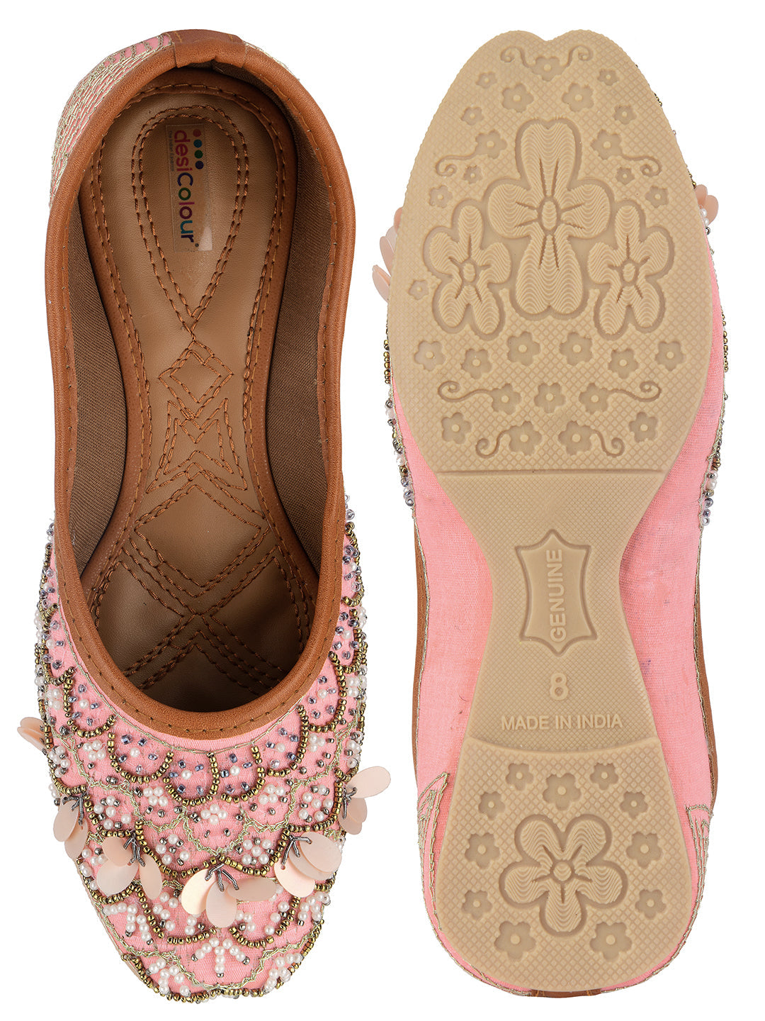 Desi Colour Women Indian Ethnic Footwear-Pink Sitara | Grocsy