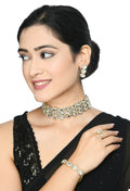 Mominos Fashion Johar Kamal Gold-Polished Finish Stone Choker For Women (White) | Grocsy