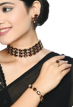 Mominos Fashion Johar Kamal Gold-Polished Finish Stone Choker For Women (Brown) | Grocsy