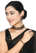 Mominos Fashion Johar Kamal Gold-Polished Finish Stone Choker For Women (Brown) | Grocsy