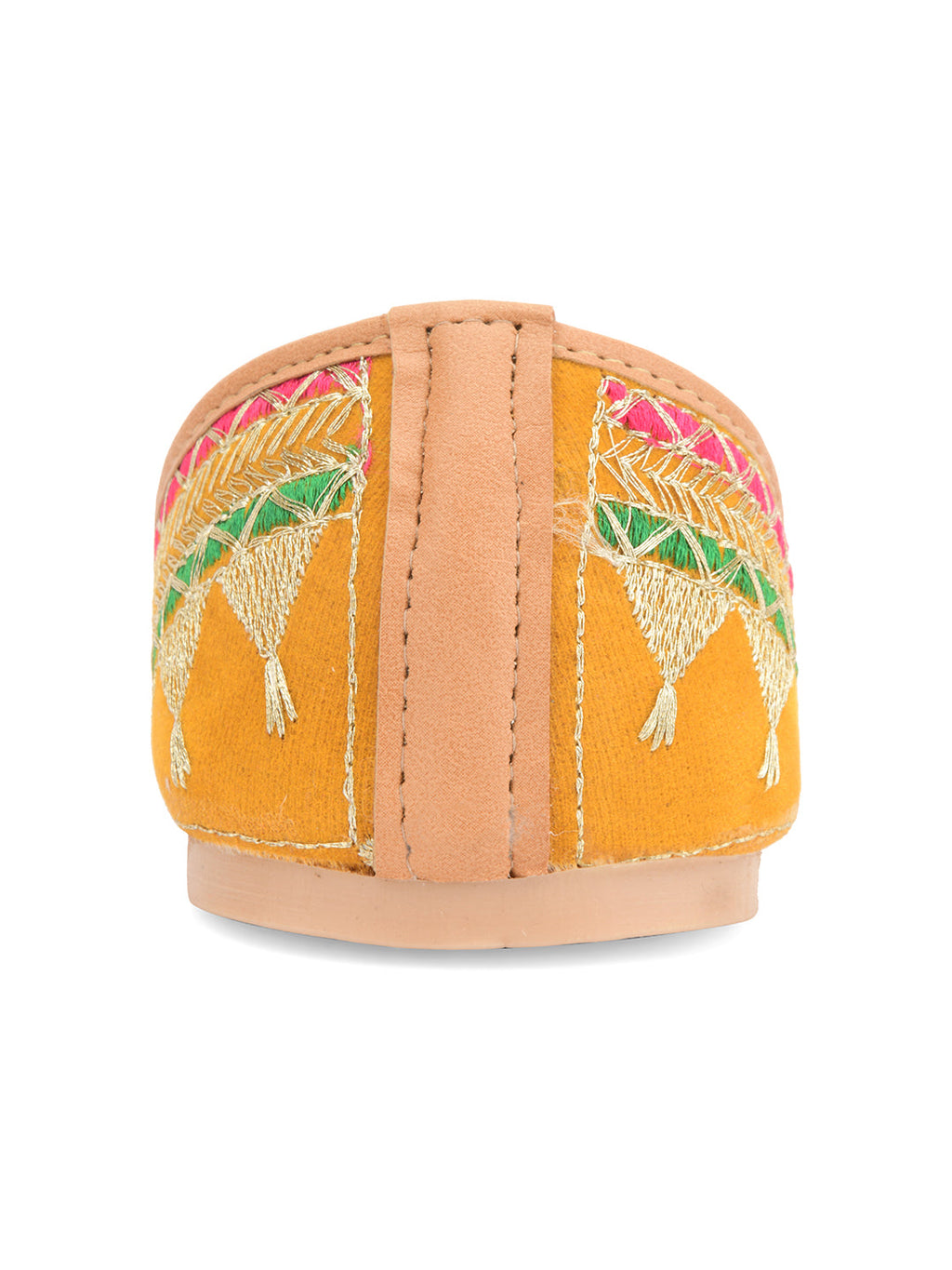 Desi Colour Women Indian Ethnic Footwear-Embroidered Mustard Zari | Grocsy