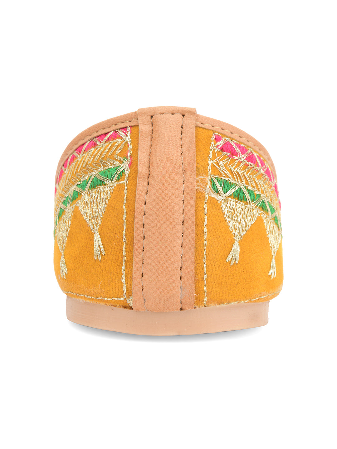 Desi Colour Women Indian Ethnic Footwear-Embroidered Mustard Zari | Grocsy