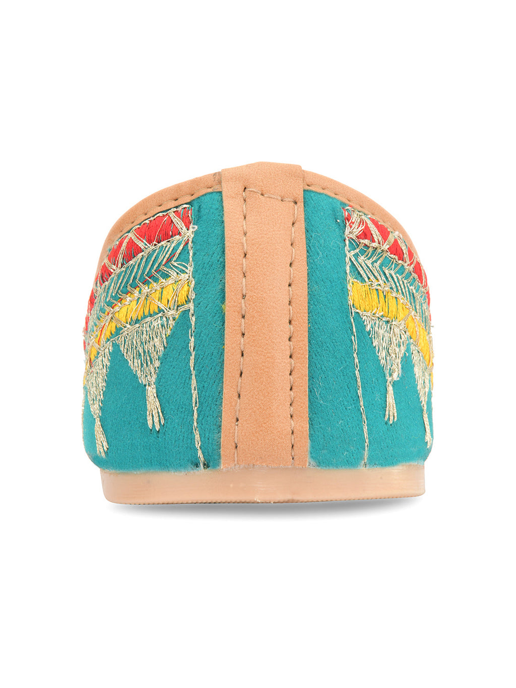 Desi Colour Women Indian Ethnic Footwear-Embroidered Sea Green Zari | Grocsy