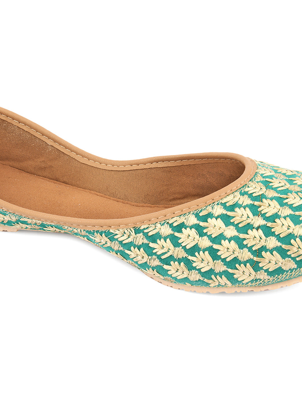 Desi Colour Women Indian Ethnic Footwear-Green Thread | Grocsy