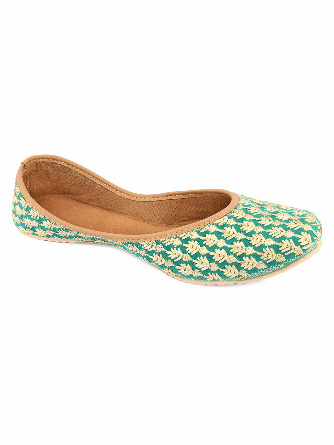 Desi Colour Women Indian Ethnic Footwear-Green Thread | Grocsy