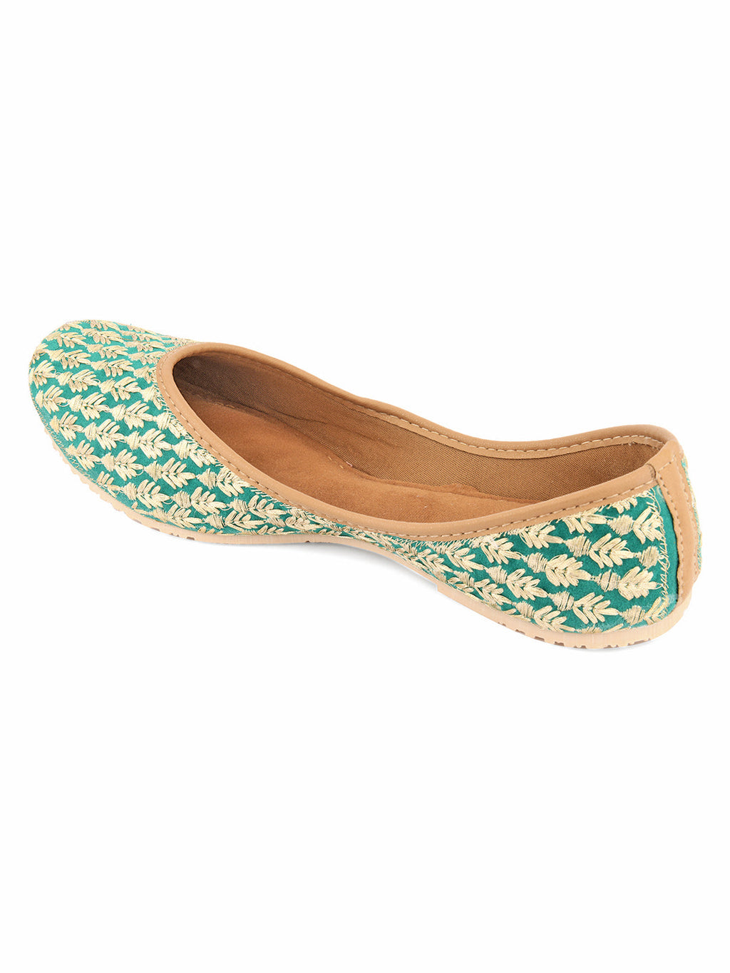 Desi Colour Women Indian Ethnic Footwear-Green Thread | Grocsy