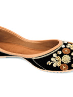 Desi Colour Women Indian Ethnic Footwear-Black Emb | Grocsy
