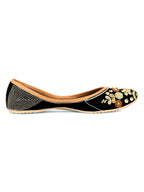 Desi Colour Women Indian Ethnic Footwear-Black Emb | Grocsy