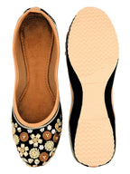 Desi Colour Women Indian Ethnic Footwear-Black Emb | Grocsy