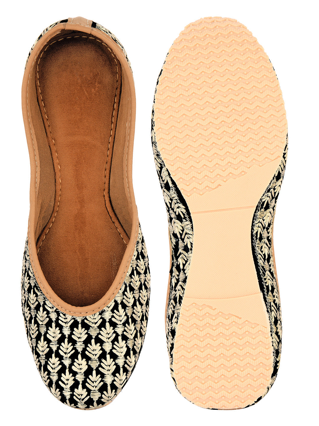 Desi Colour Women Indian Ethnic Footwear-Black Thread | Grocsy