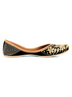 Desi Colour Women Indian Ethnic Footwear-Black Stones Flower | Grocsy