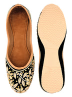 Desi Colour Women Indian Ethnic Footwear-Black Stones Flower | Grocsy