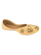 Desi Colour Women Indian Ethnic Footwear-Gold Stones Flower | Grocsy