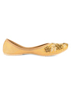 Desi Colour Women Indian Ethnic Footwear-Gold Stones Flower | Grocsy