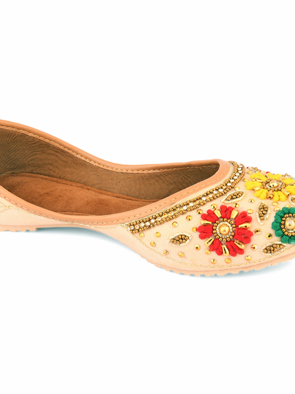 Desi Colour Women Indian Ethnic Footwear-Gold Multicolour | Grocsy