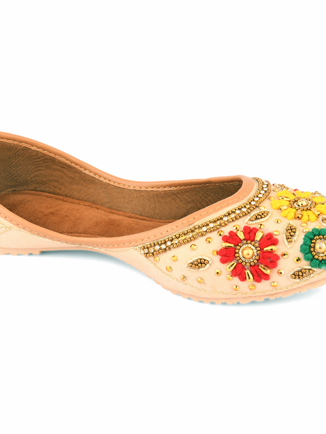 Desi Colour Women Indian Ethnic Footwear-Gold Multicolour | Grocsy