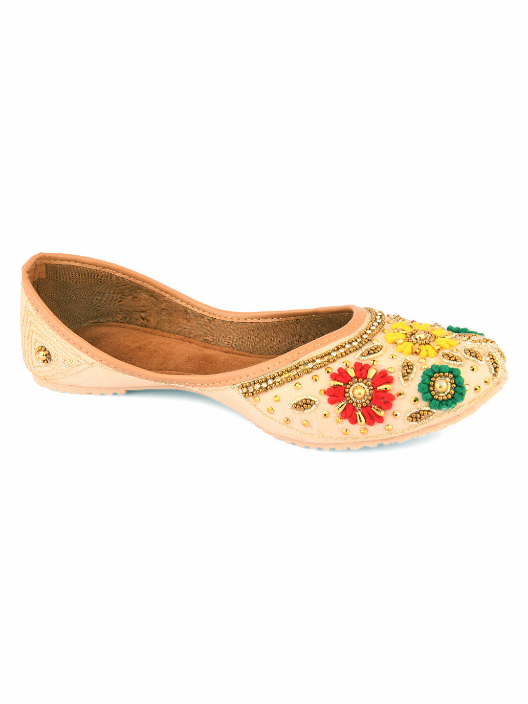 Desi Colour Women Indian Ethnic Footwear-Gold Multicolour | Grocsy
