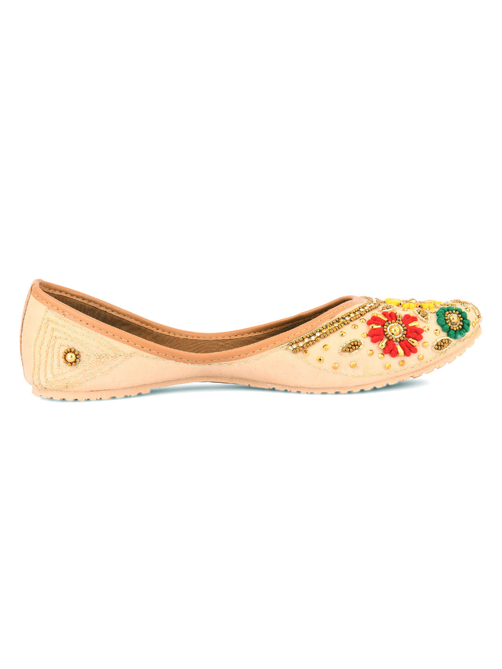 Desi Colour Women Indian Ethnic Footwear-Gold Multicolour | Grocsy
