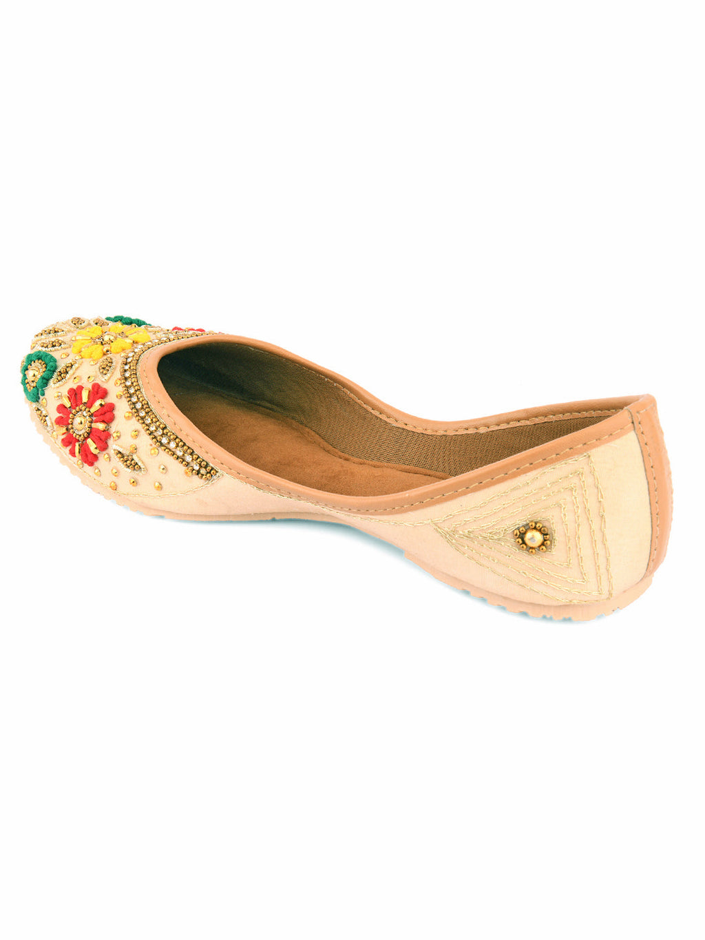 Desi Colour Women Indian Ethnic Footwear-Gold Multicolour | Grocsy