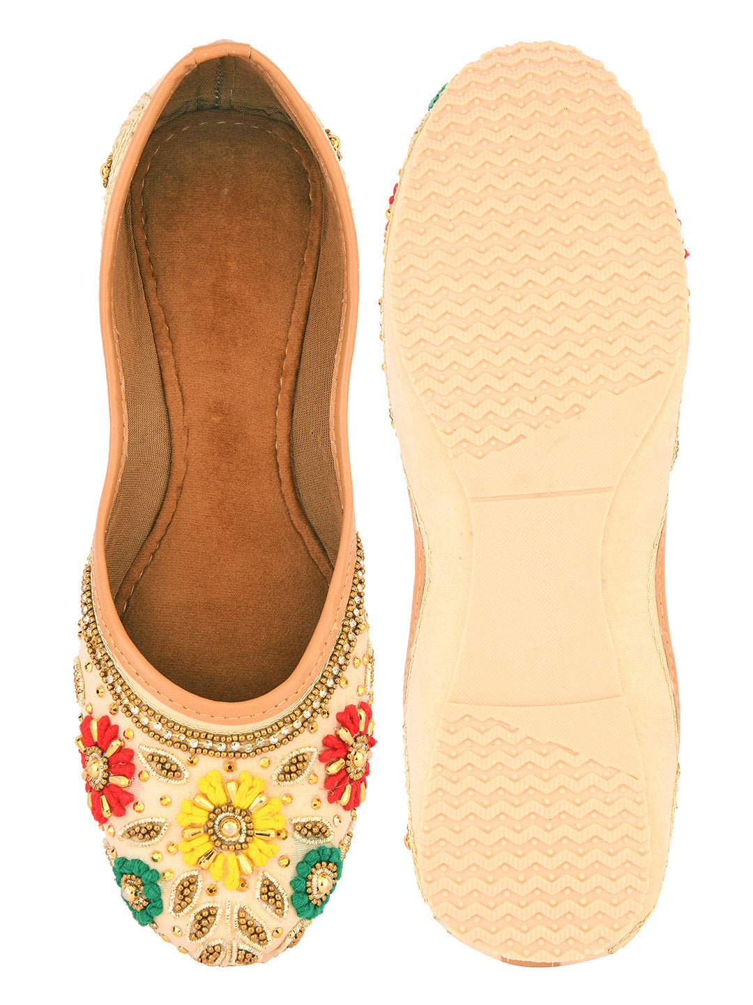 Desi Colour Women Indian Ethnic Footwear-Gold Multicolour | Grocsy