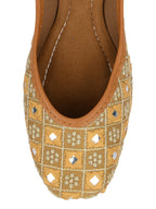 Desi Colour Women Indian Ethnic Footwear-Mini Mirror Emb- Gold | Grocsy