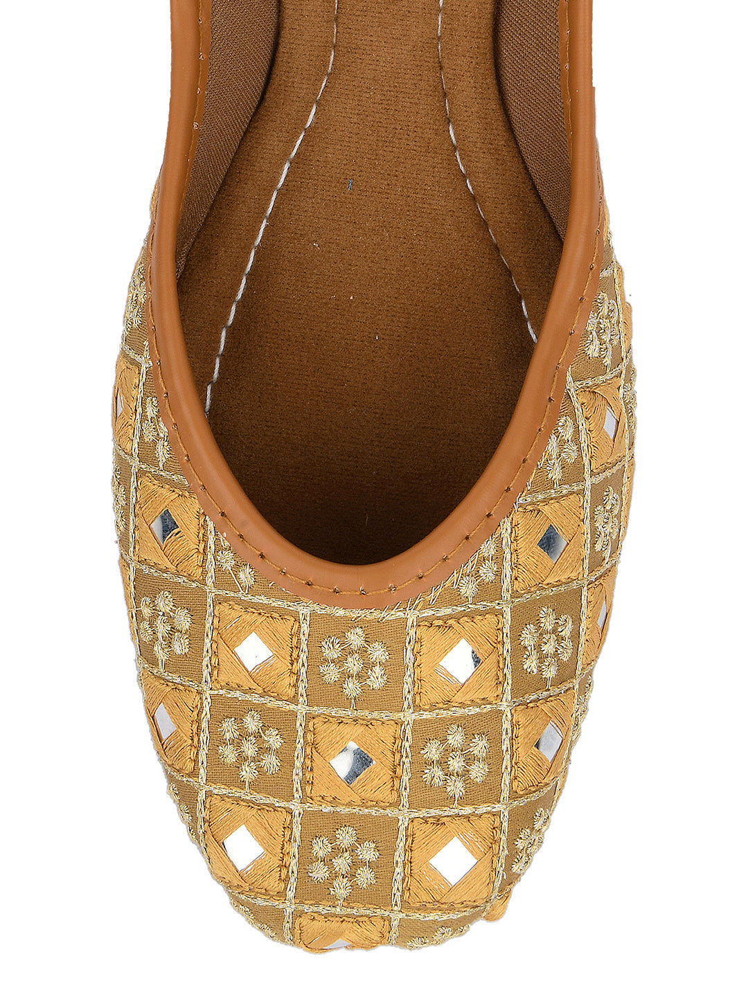 Desi Colour Women Indian Ethnic Footwear-Mini Mirror Emb- Gold | Grocsy