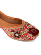 Desi Colour Women Indian Ethnic Footwear-Maroon Velvet Emb | Grocsy