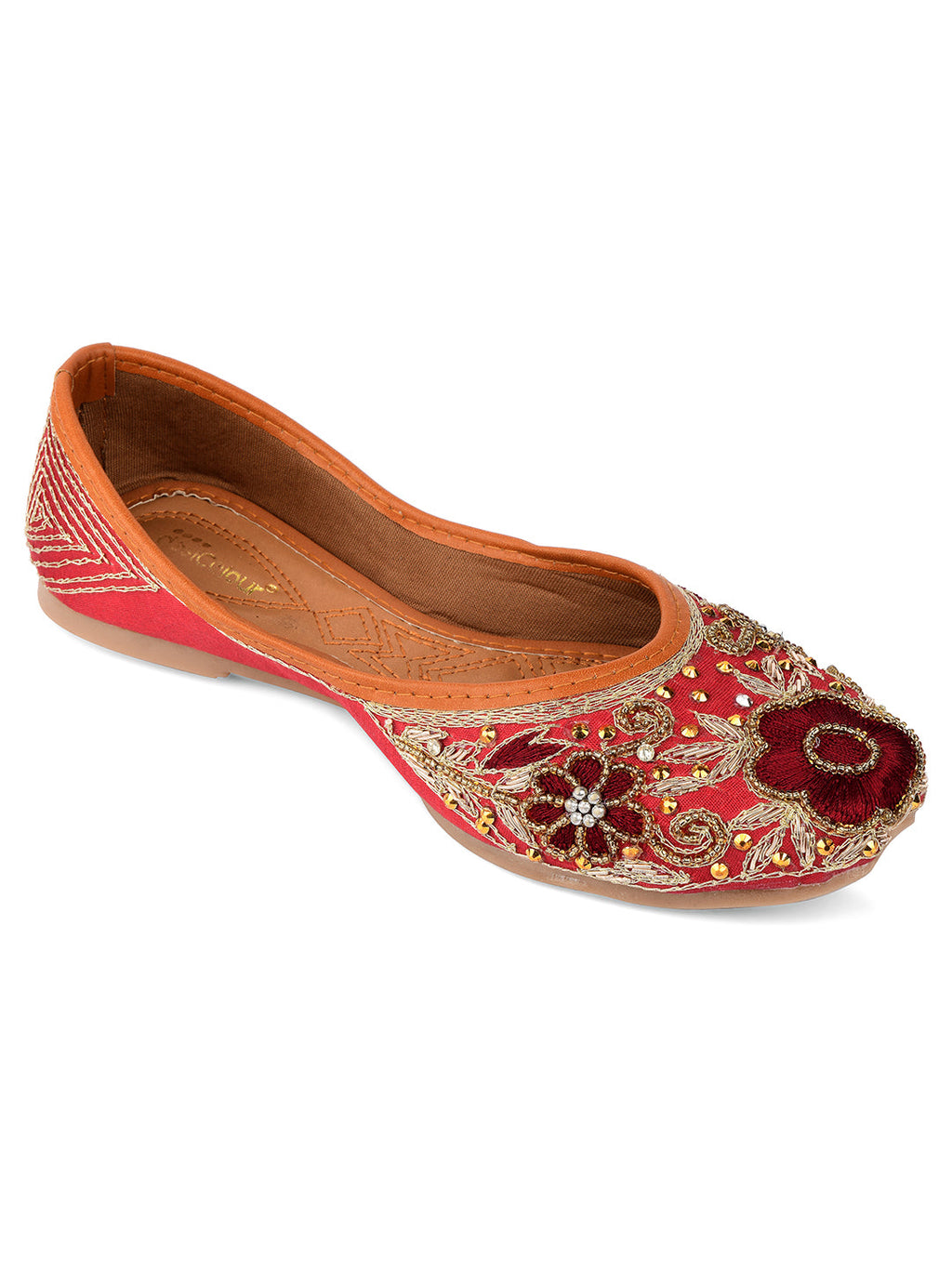 Desi Colour Women Indian Ethnic Footwear-Maroon Velvet Emb | Grocsy