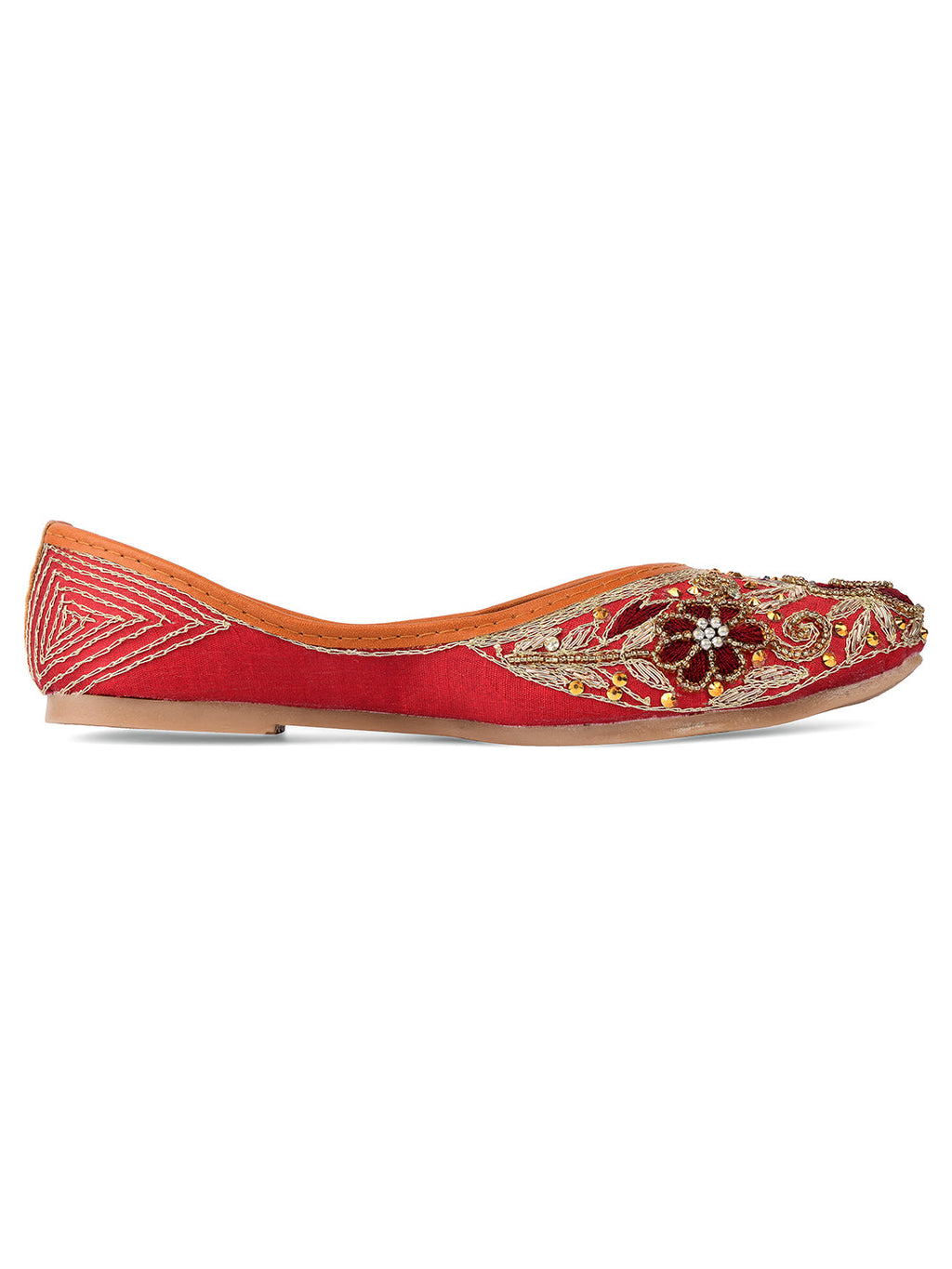 Desi Colour Women Indian Ethnic Footwear-Maroon Velvet Emb | Grocsy