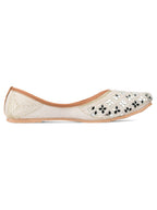 Desi Colour Women Indian Ethnic Footwear-Women's White Ethnic Mirror Mojari | Grocsy