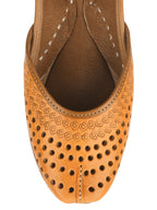 Desi Colour Women Indian Ethnic Footwear-Tan Leather Laser Cut | Grocsy