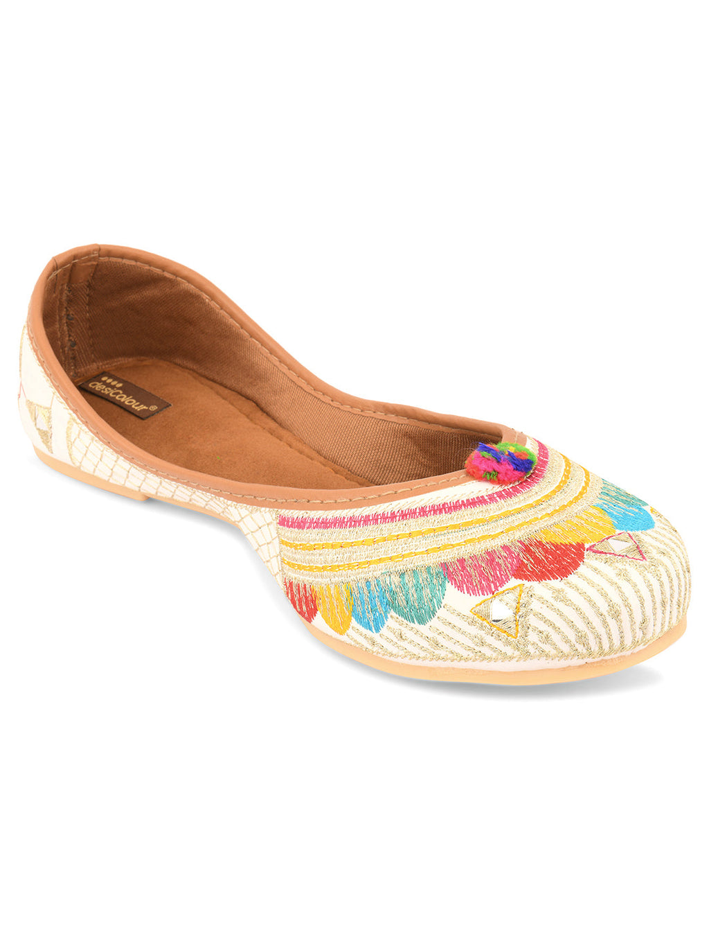 Desi Colour Women Indian Ethnic Footwear-Multi Flower | Grocsy
