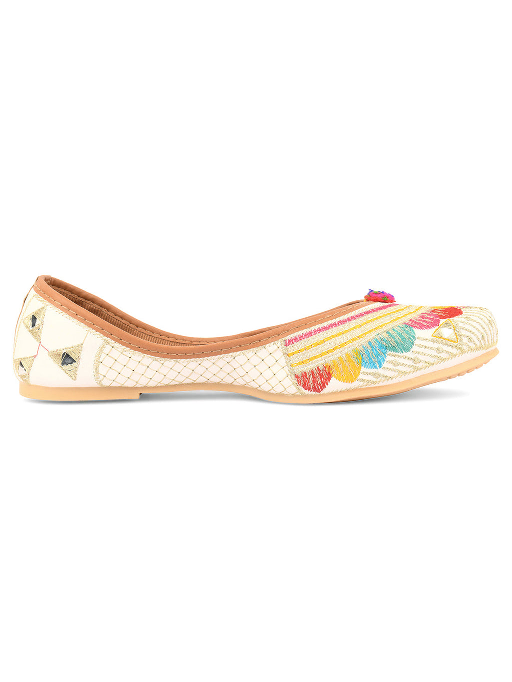 Desi Colour Women Indian Ethnic Footwear-Multi Flower | Grocsy