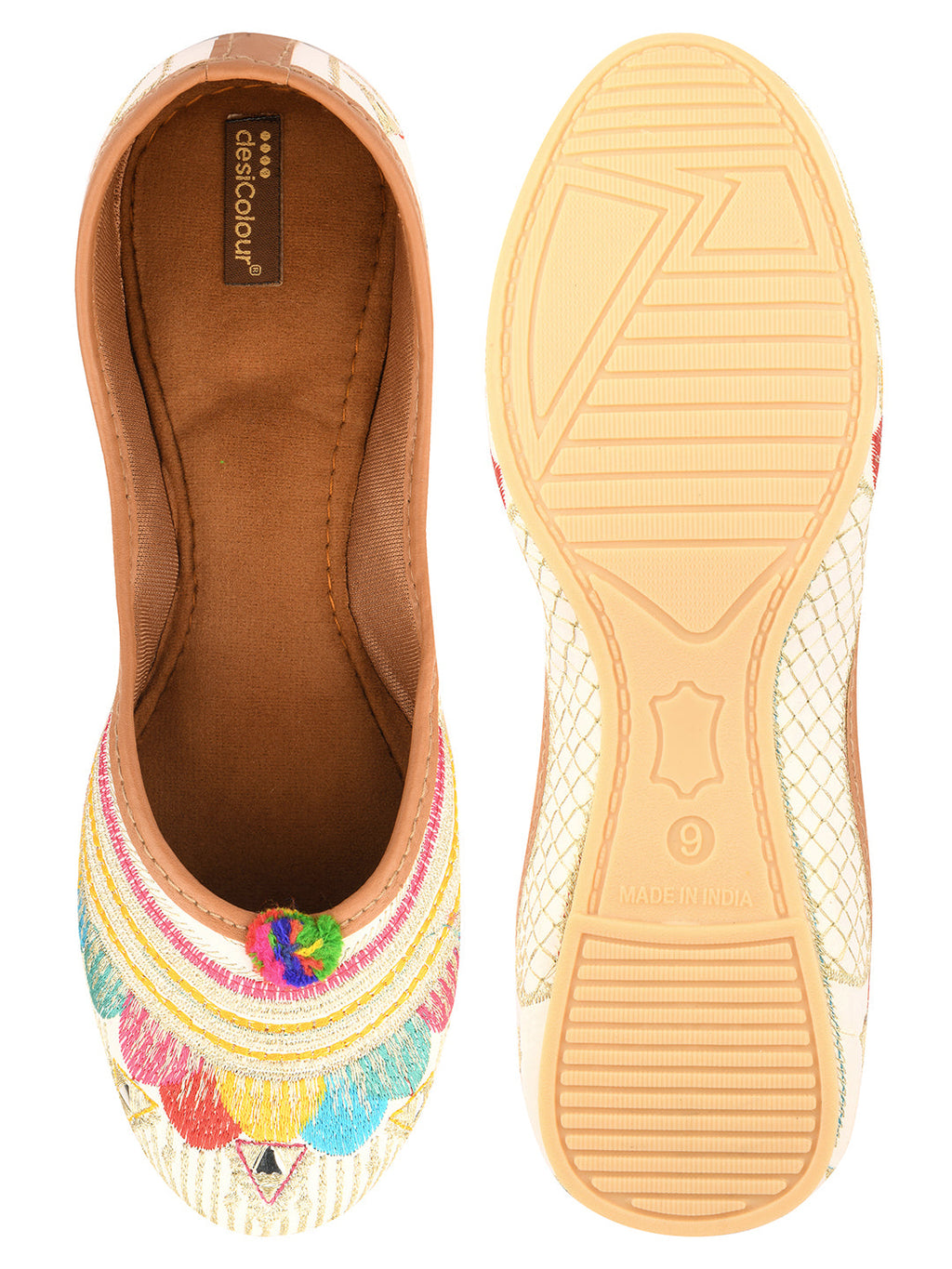 Desi Colour Women Indian Ethnic Footwear-Multi Flower | Grocsy